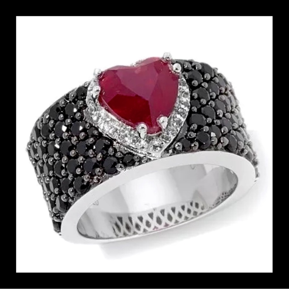 Stunning Victoria Wieck 2.54 Ruby, Spinel, Topaz Heart Ring